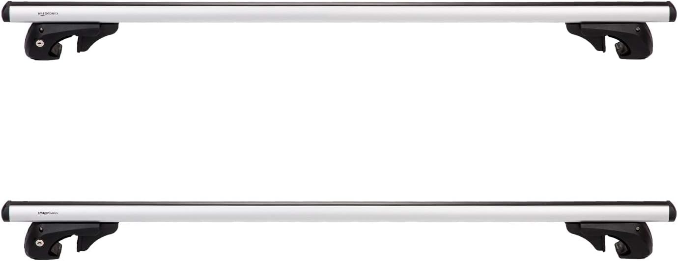 Amazon Basics Dachträger 132.1 cm, für 2 offene Dachrelings mit Abstand 98 bis 116,8 cm, 2-teilig, Schwarz