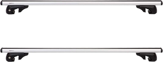 Amazon Basics Dachträger 132.1 cm, für 2 offene Dachrelings mit Abstand 98 bis 116,8 cm, 2-teilig, Schwarz
